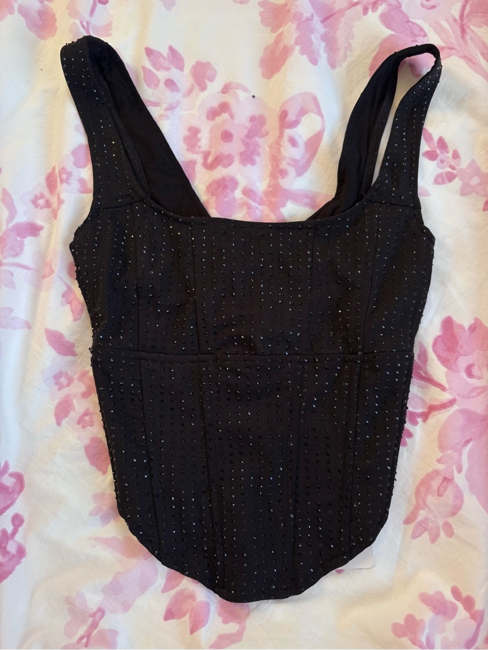 NWT OW Collection Black Rhinestone Andie corset Top